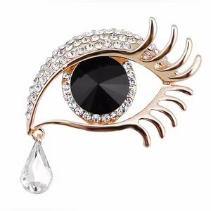 ⚜️ Elegant Eye-Shaped Brooch with Black and Gold Accents